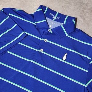 B. Draddy Sport Mens Blue Striped McArthur Golf Club FL Polo Shirt sz M USA Made